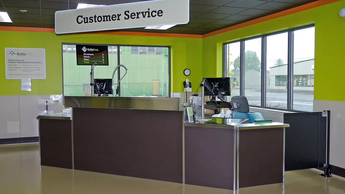 Complaint Management System - Customer Service Desk at the Oregon BottleDrop Redemption Center in Eugene, Oregon