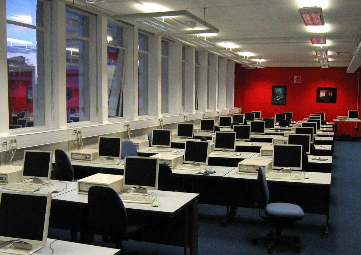 Customer Database Manager - Computer lab showing desktop PCs warwick
