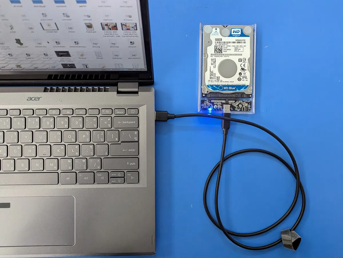 Disk Cleanup Utility - WD Blue Hard Disk Drive connected to Laptop via USB-C