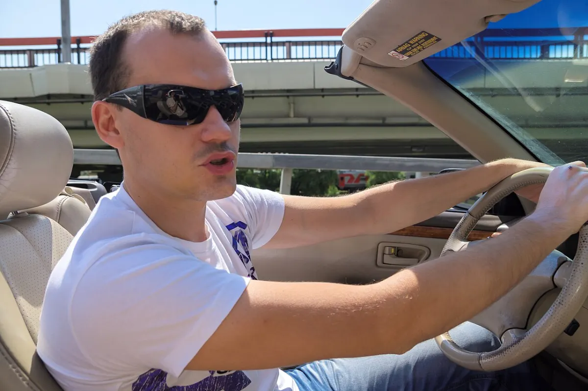 Drowsiness Detection System - Driver, Driving the open top sports car, Rostov-on-Don, Russia