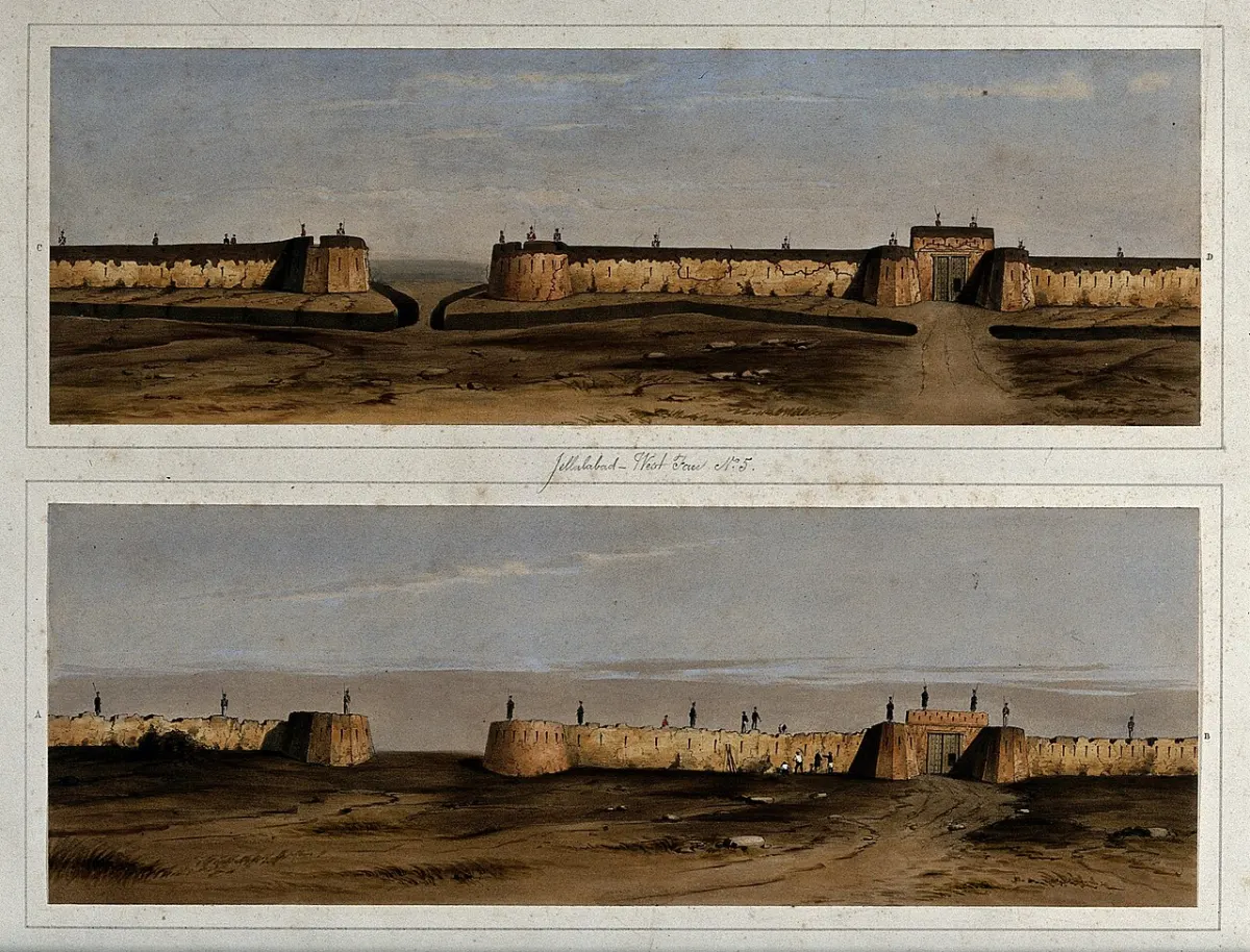 Earthquake Magnitude Prediction - Earthquake damage to fortifications, seen from the west, Jal Wellcome V0050521