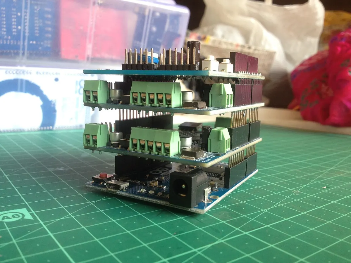 Heart Rate Monitoring System - Multiple shields stacked on an Arduino board