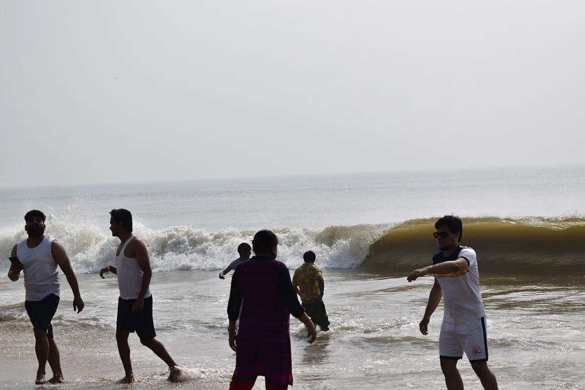 Image Caption Generator - People at the Puri Beach in Puri, Odisha 01