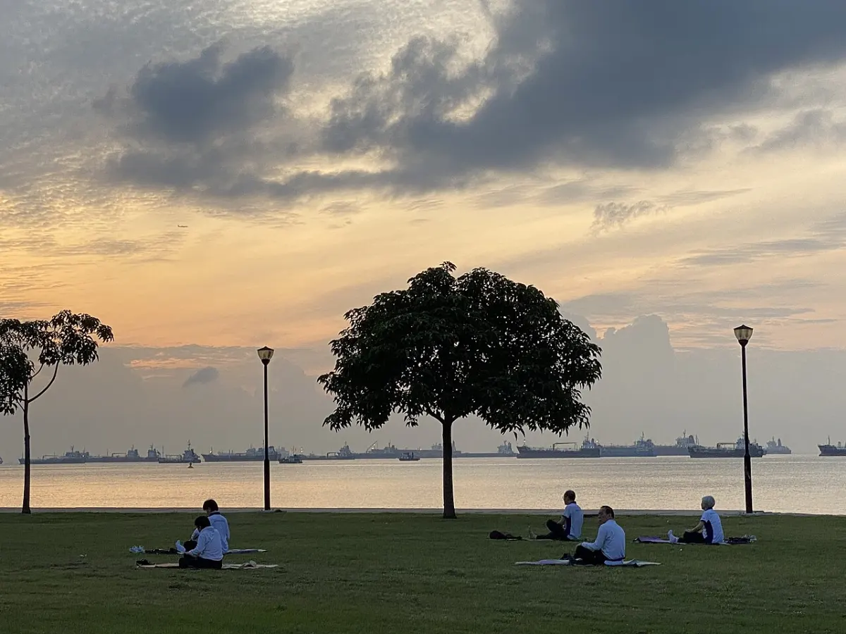 Meditation App - Group meditation by East Coast Beach, Singapore