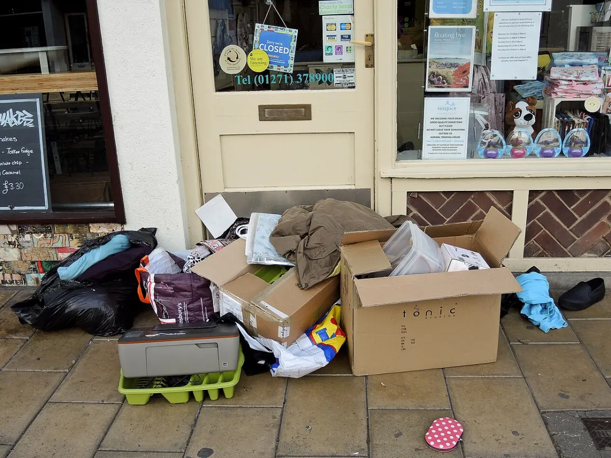 Online Donation Portal - Donations left outside a charity shop over the weekend