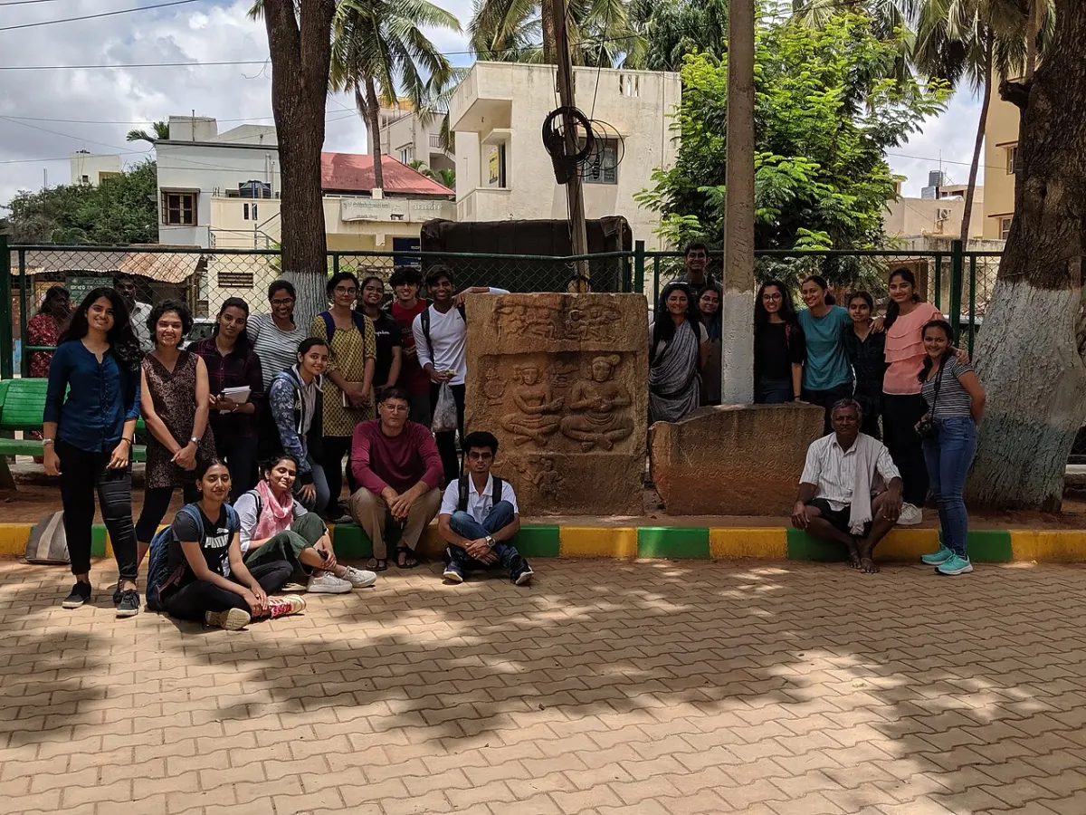 Online Learning Management System - A picture of the students of Srishti College, Bangalore learning about the history of Jakk