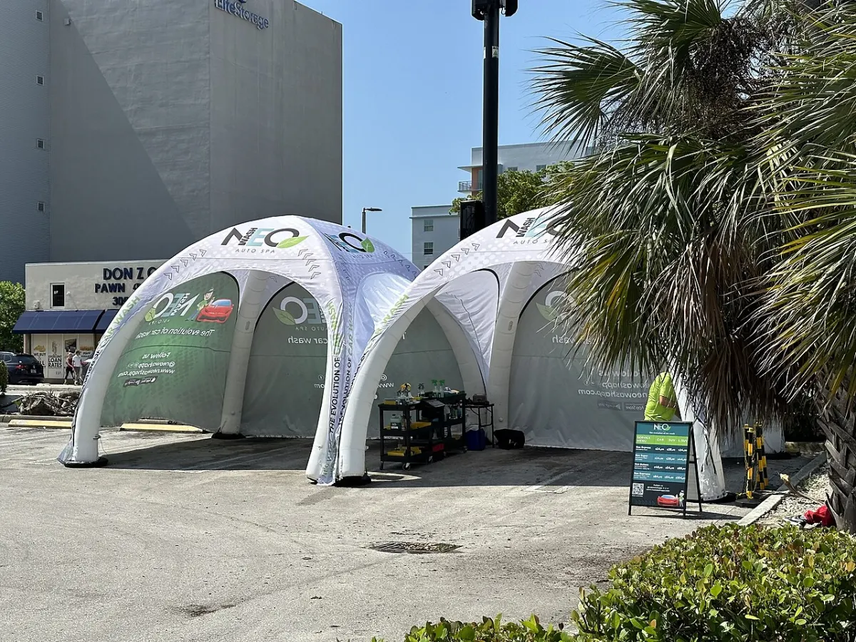 Parking Management System - Car Wash Tents in Sears Coral Gables Parking Lot, Florida June 2023