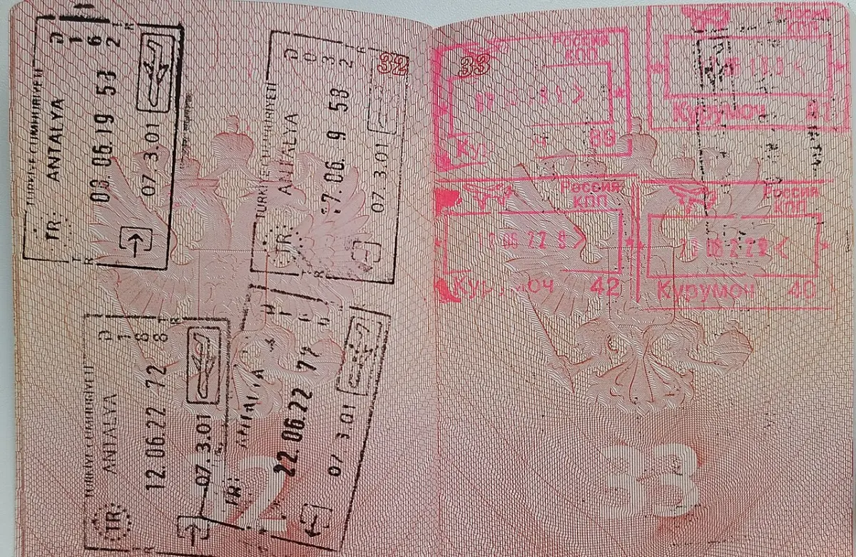 Passport Appointment Management System - Russian passport with stamps