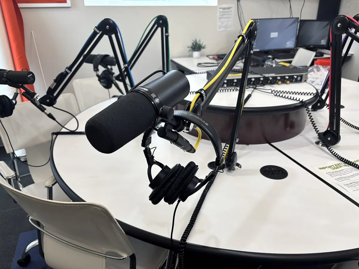 Podcast Hosting Platform - Microphones in SPNN Podcast studio-01