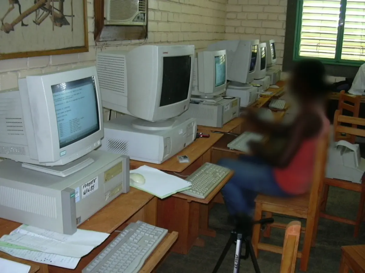Quotation Maker Software - Student using desktop computer at CIJEF in 2004