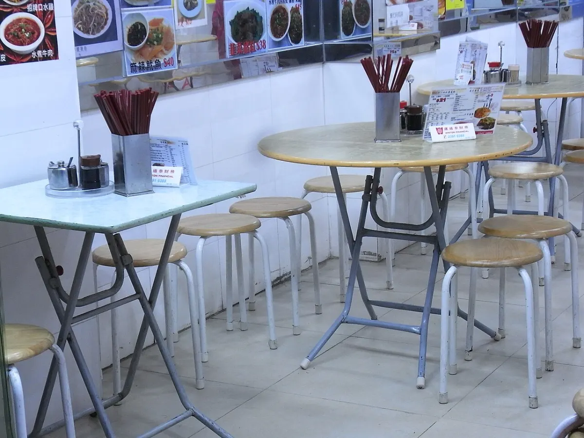Restaurant Management System - HK Sheung Wan evening Jervois Street restaurant interior furniture tables Aug-2012