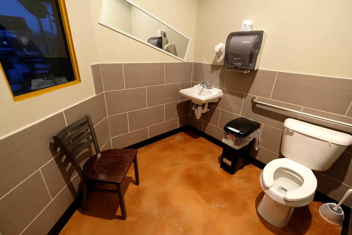Smart Mirror - Restaurant bathroom with two-way mirror, Edmond, Oklahoma
