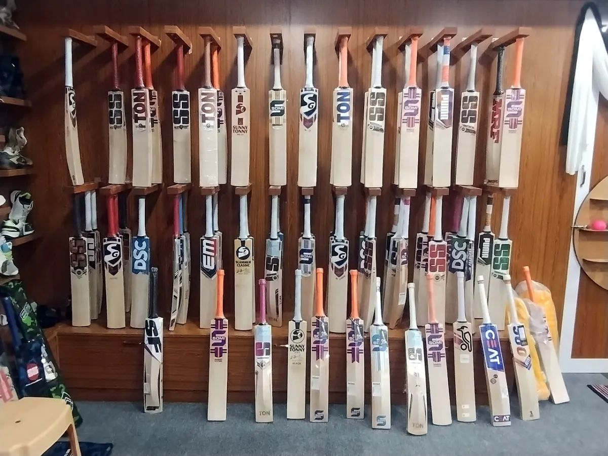 Sports Goods Management System - Cricket bats in a store, RR Nagar, Bangalore