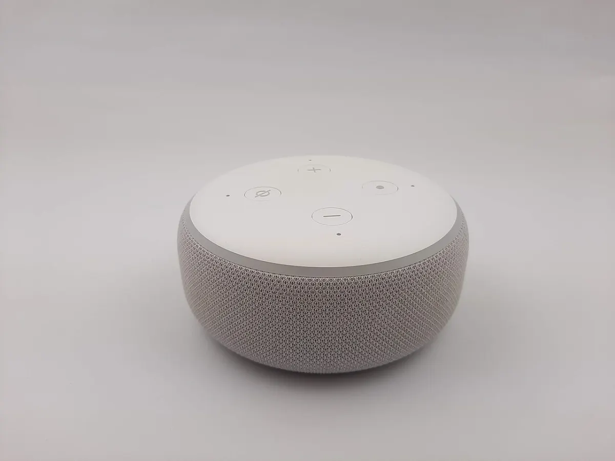 Voice Controlled Home Appliances - Alexa Amazon Echo Dot 3rd Gen Smart Speaker - Sandstone Fabric (Creative Commons)